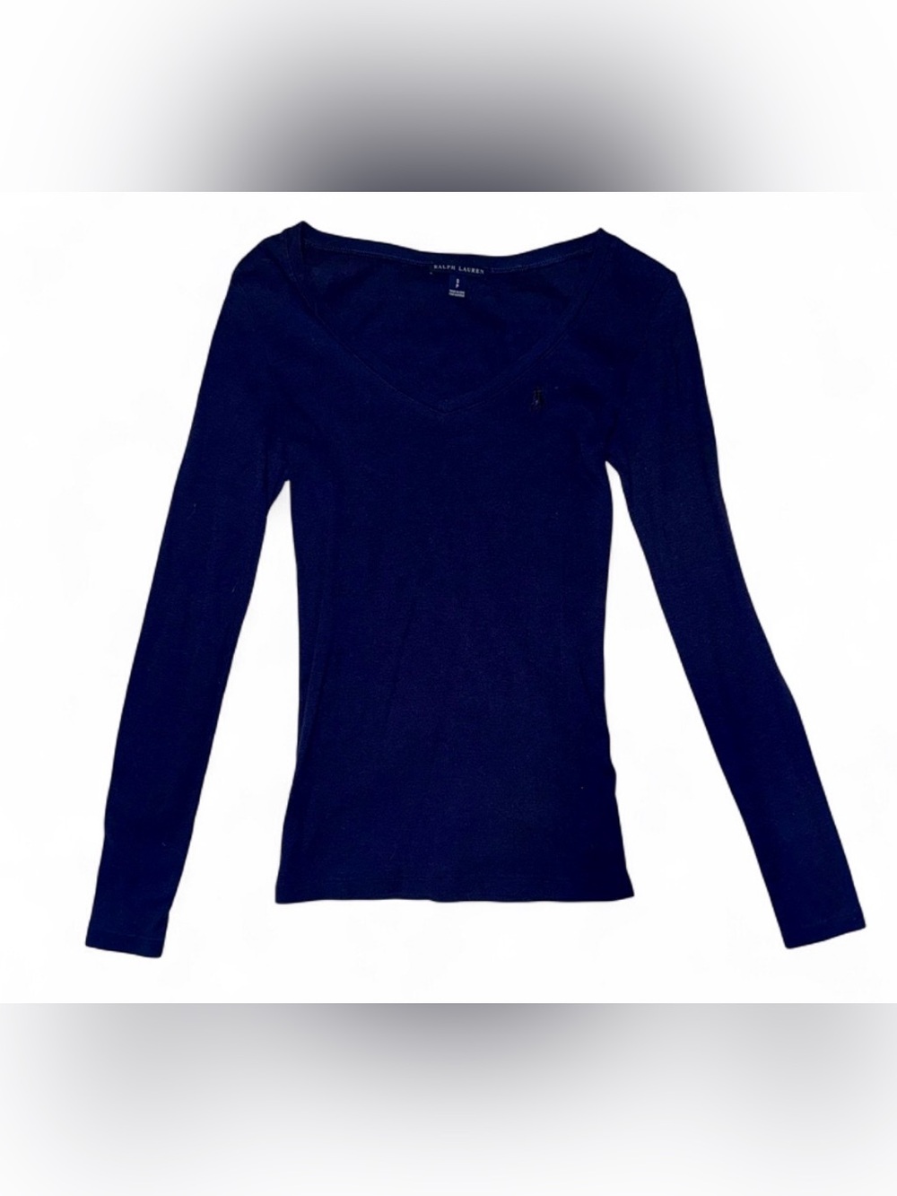 Ralph Lauren Women’s Navy Long Sleeve V-Neck Shirt – Size Small